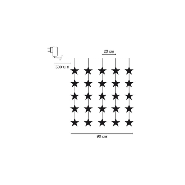 LED-Sternenlichtervorhang, 30 warmweiße LEDs, L 1200